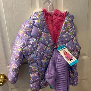 Girls' Purple Puffer Jacket with Hat